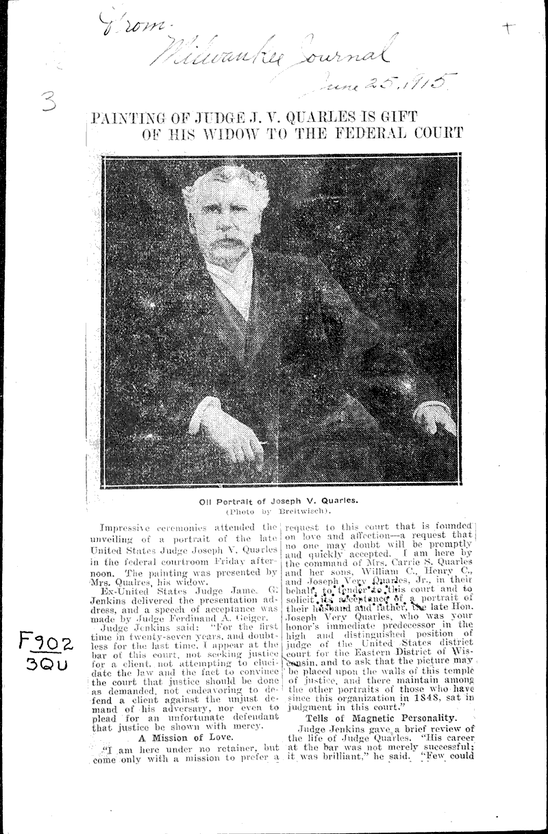  Source: Milwaukee Journal Topics: Art and Music Date: 1915-06-25