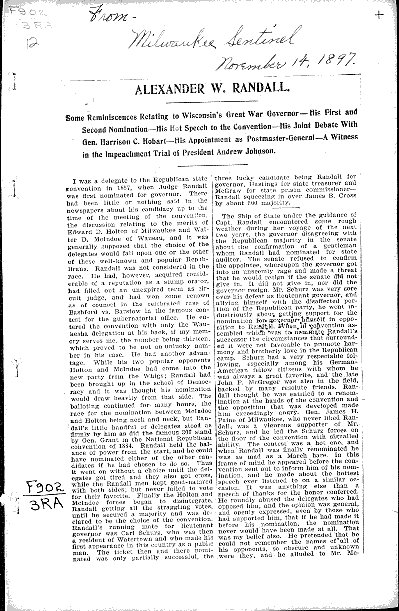  Source: Milwaukee Sentinel Topics: Government and Politics Date: 1897-11-14