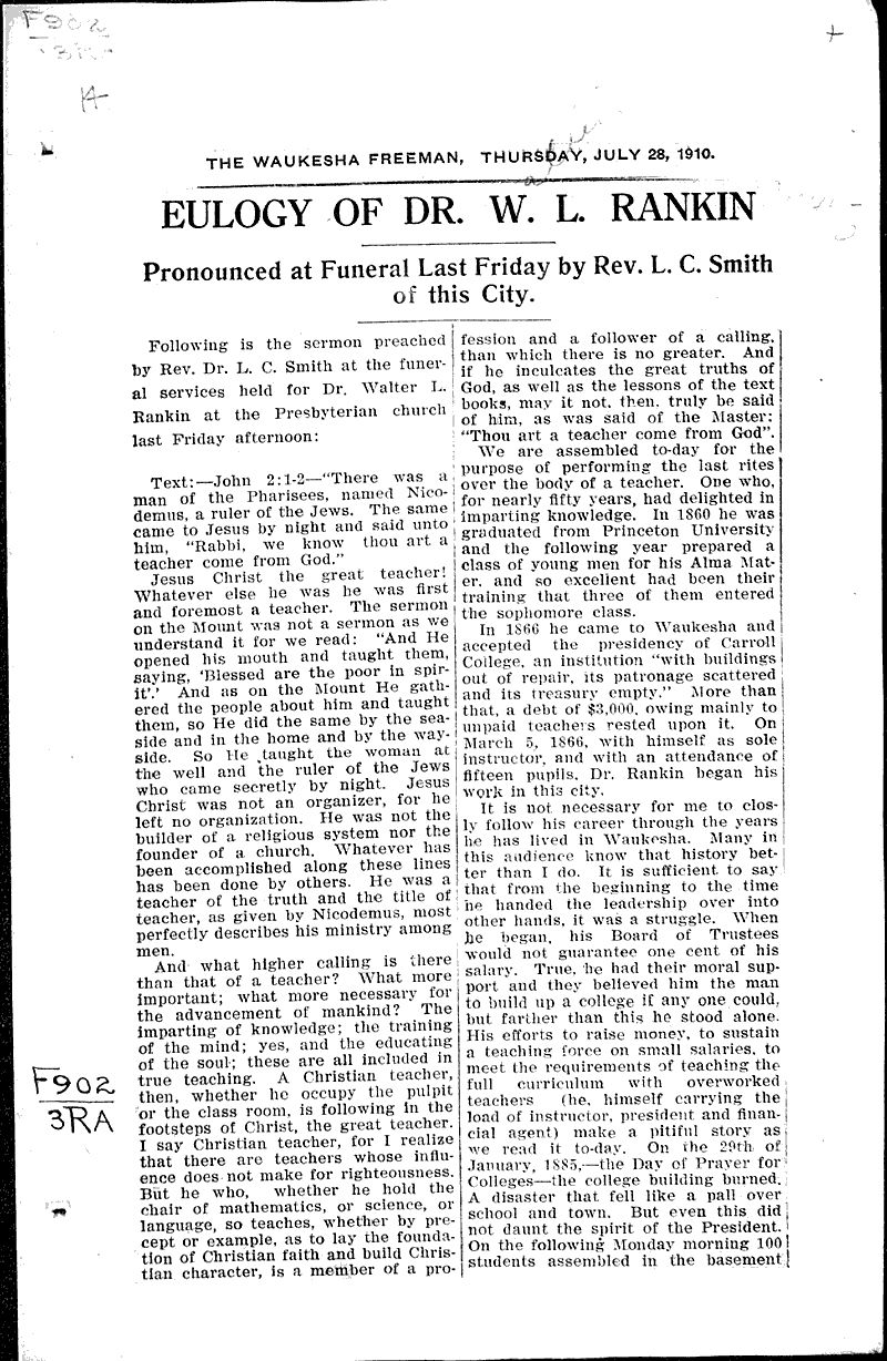  Source: Waukesha Freeman Date: 1910-07-28