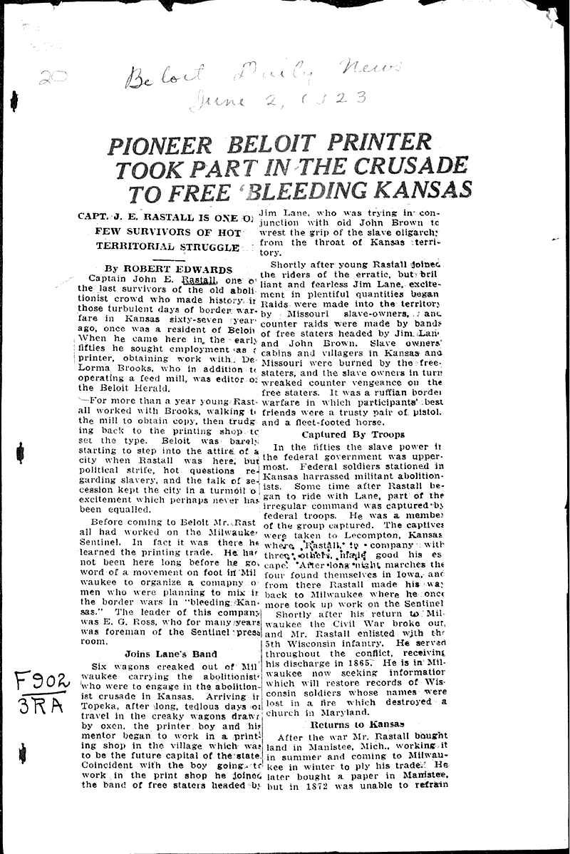  Source: Beloit Daily News Topics: Social and Political Movements Date: 1923-06-02