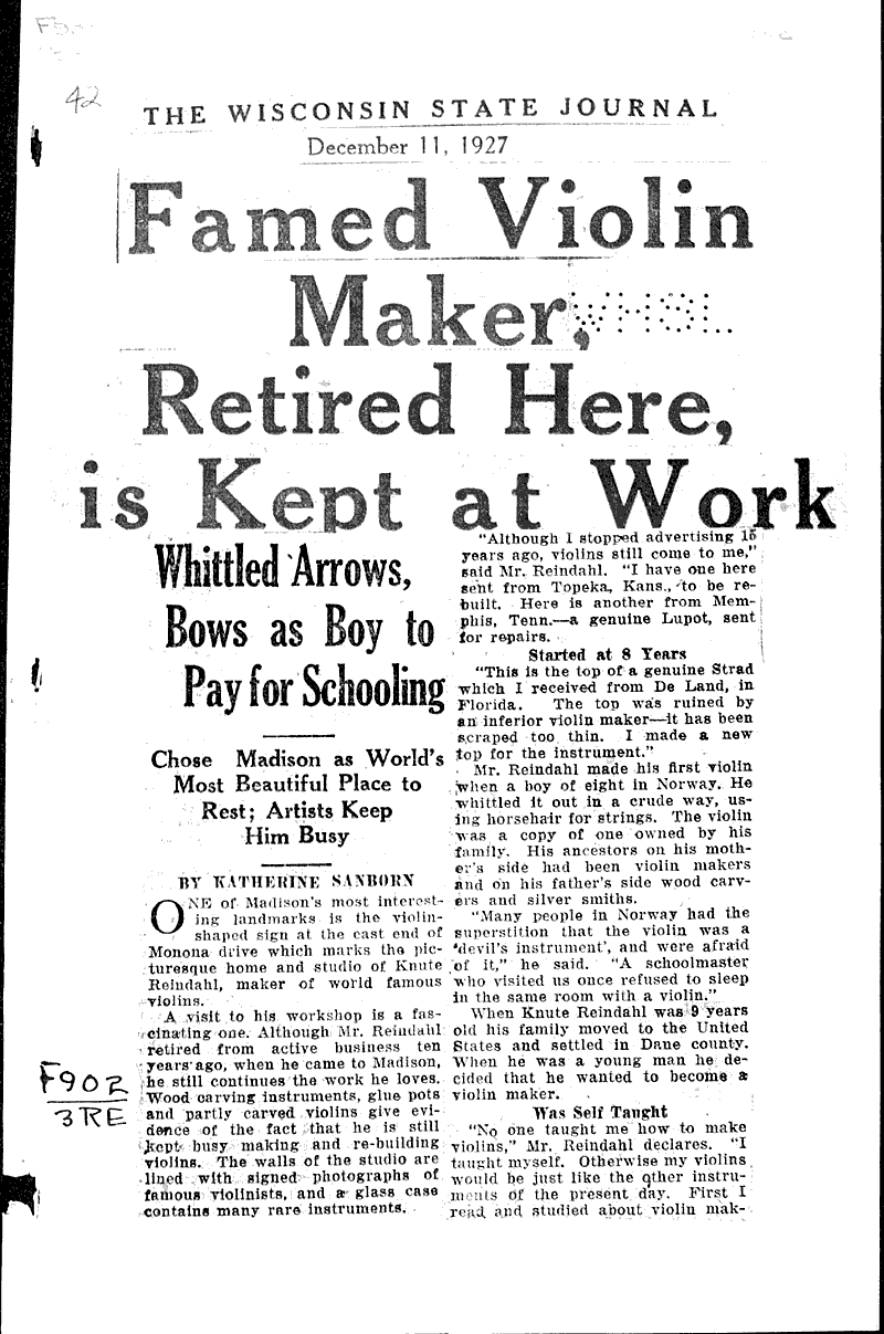  Source: Wisconsin State Journal Topics: Art and Music Date: 1927-12-11