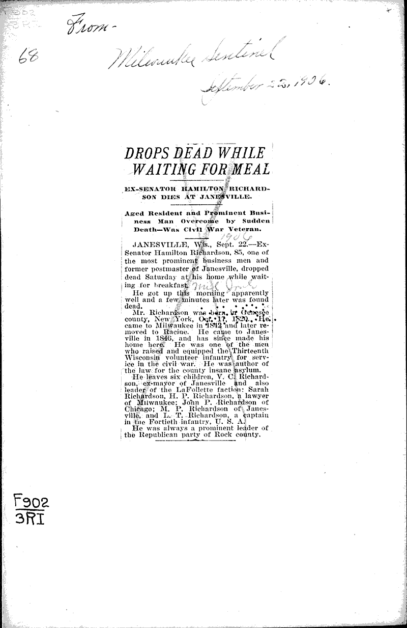  Source: Milwaukee Sentinel Topics: Government and Politics Date: 1906-09-22