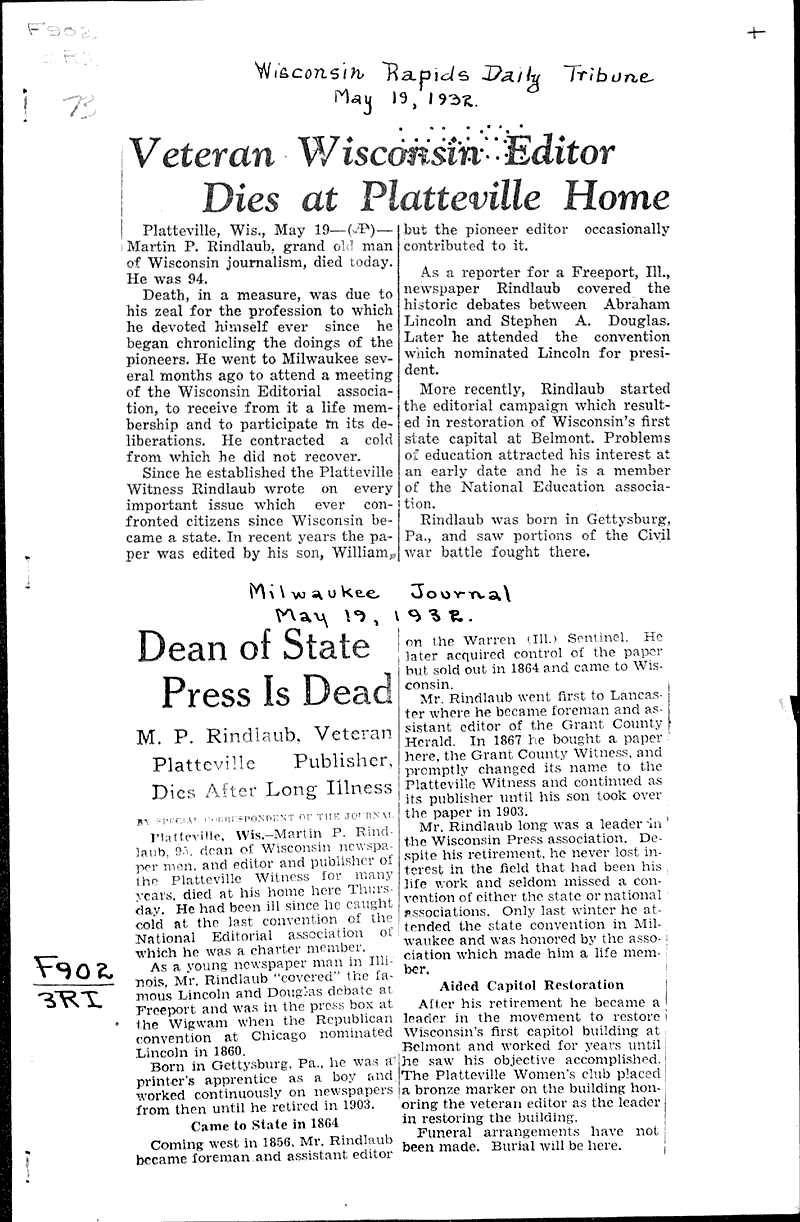  Source: Wisconsin Rapids Tribune Topics: Industry Date: 1932-05-19