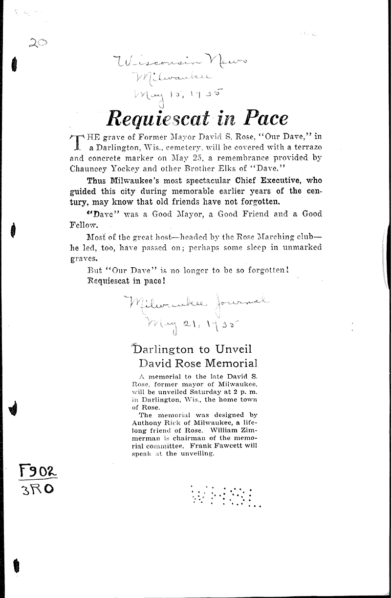  Source: Wisconsin News Topics: Government and Politics Date: 1935-05-15