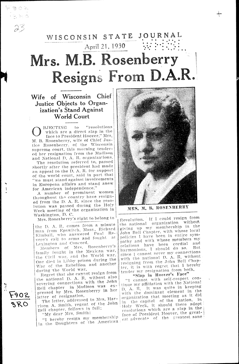  Source: Wisconsin State Journal Topics: Social and Political Movements Date: 1930-04-21