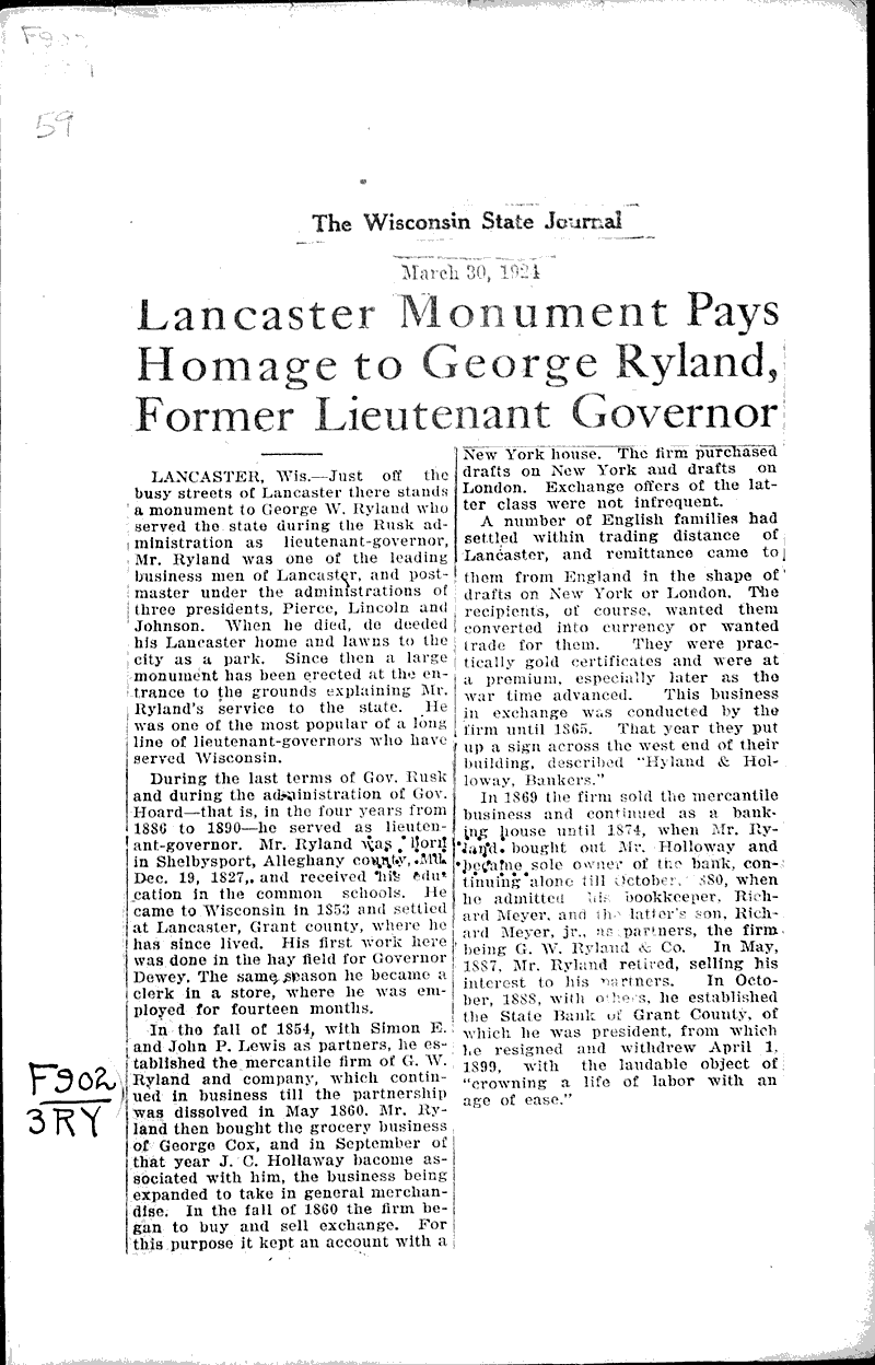  Source: Wisconsin State Journal Topics: Government and Politics Date: 1921-03-30