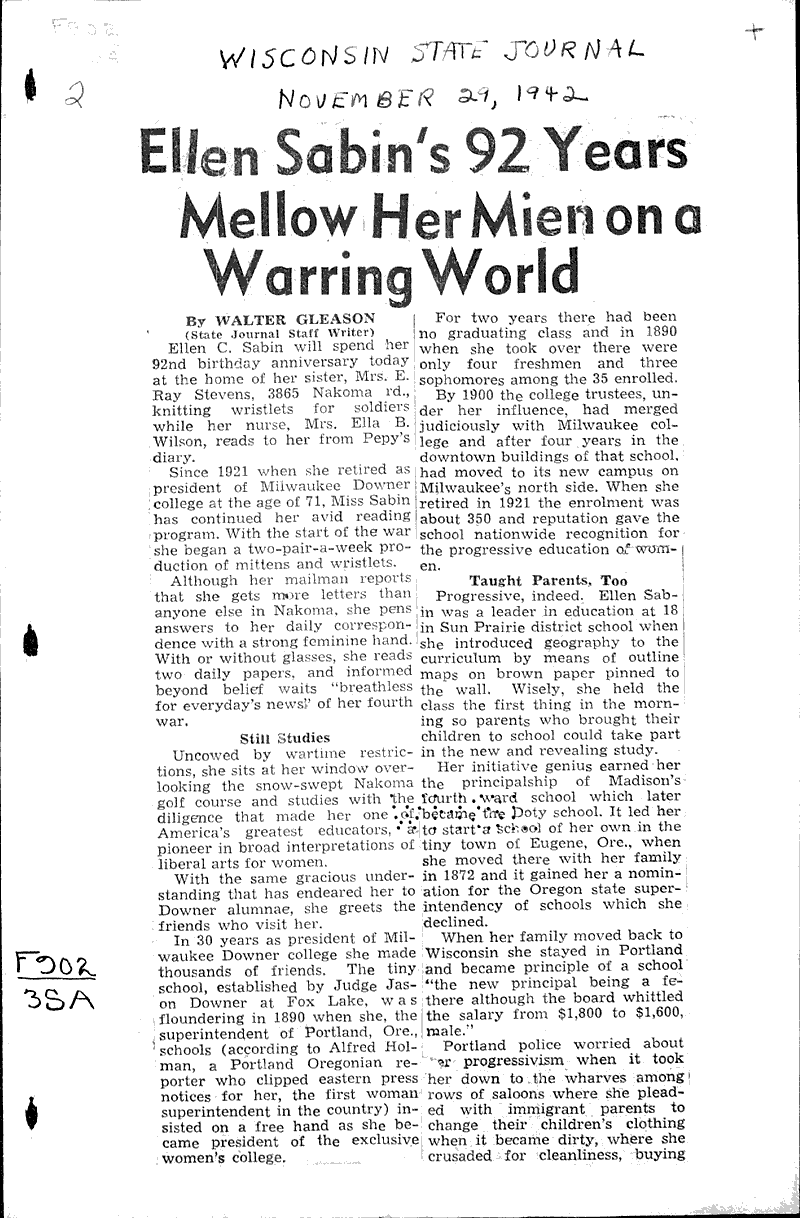  Source: Wisconsin State Journal Topics: Education Date: 1942-11-29