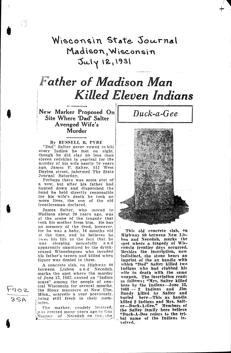  Source: Wisconsin State Journal Topics: Indians and Native Peoples Date: 1931-07-12