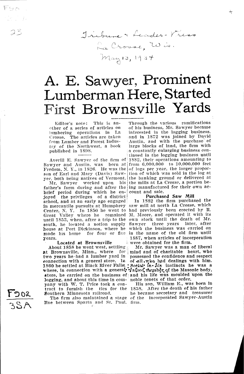  Source: La Crosse Tribune and Leader-Press Topics: Industry Date: 1934-05-13
