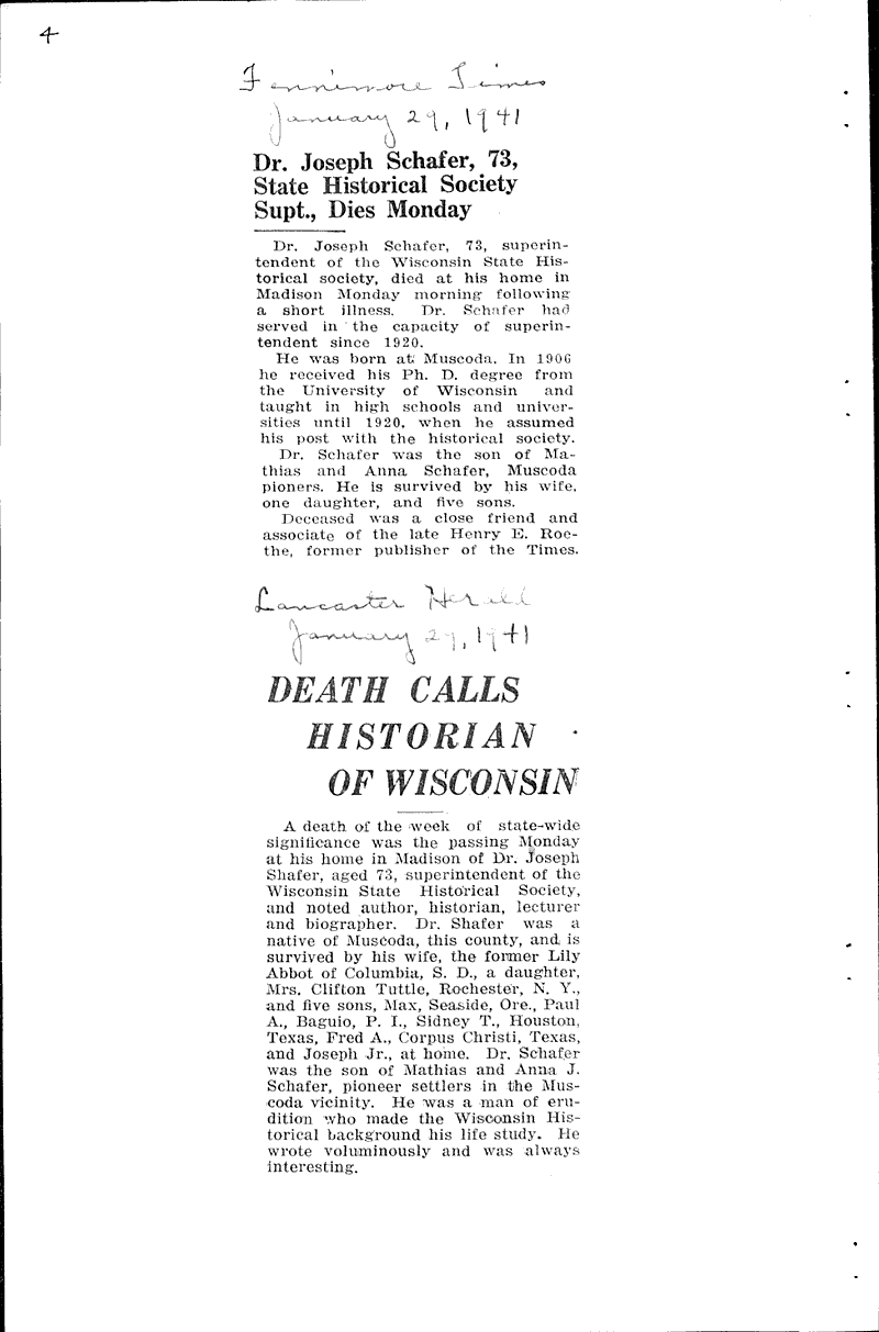  Source: Fennimore Times Topics: Education Date: 1941-01-29
