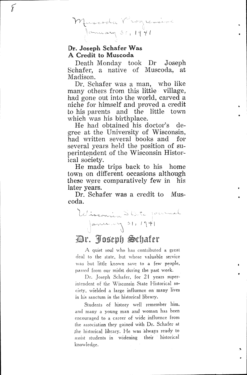  Source: Muscoda Democrat Topics: Education Date: 1941-01-30