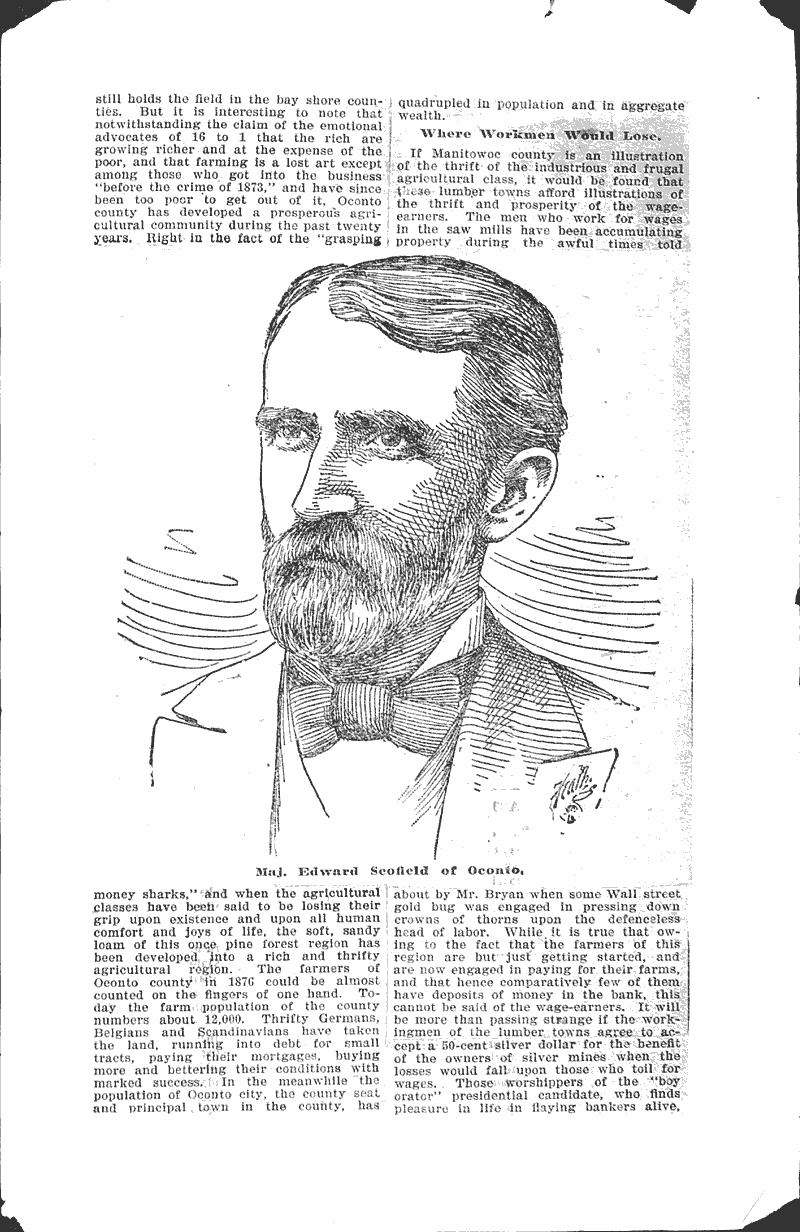 Maj. schofield at home Newspaper Article/Clipping Wisconsin