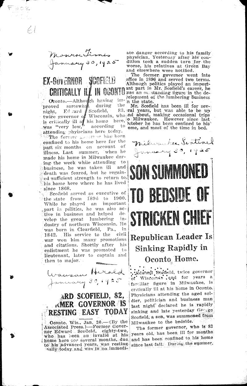  Source: Monroe Times Topics: Government and Politics Date: 1925-01-30