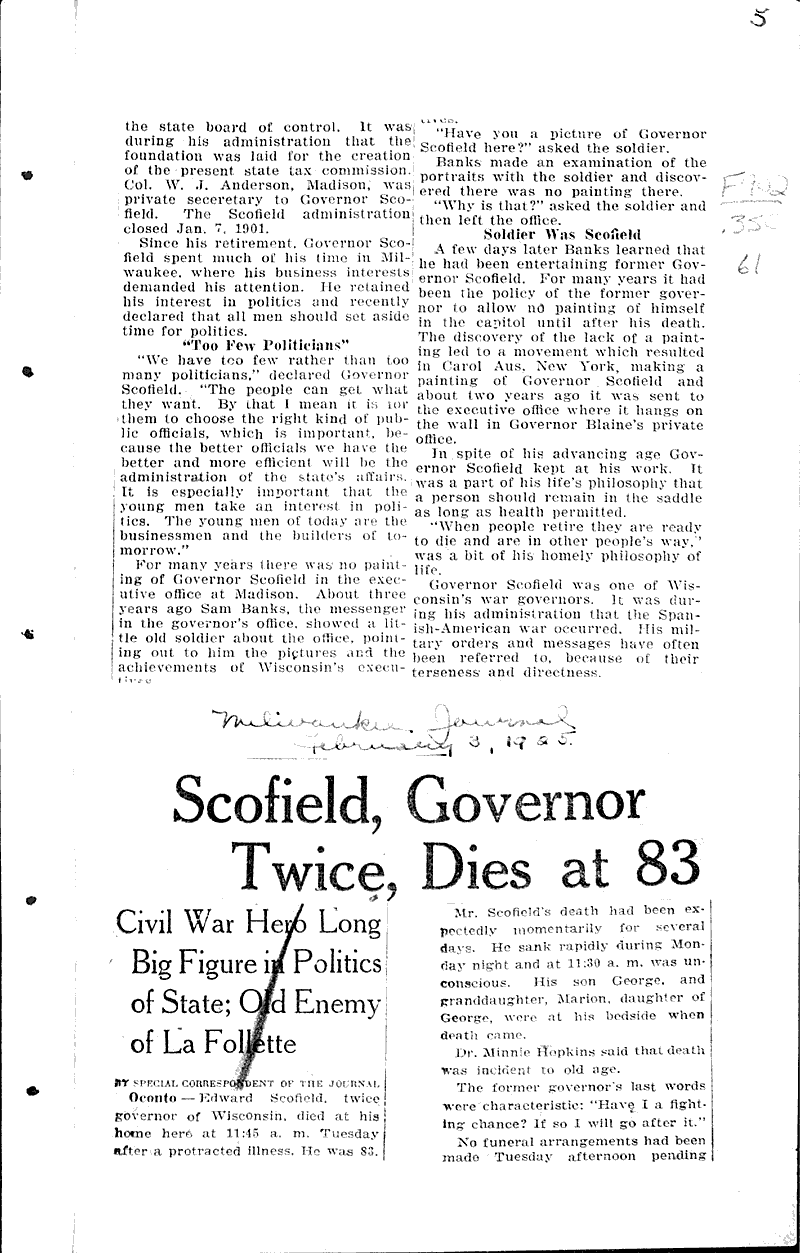  Source: Monroe Times Topics: Government and Politics Date: 1925-01-30