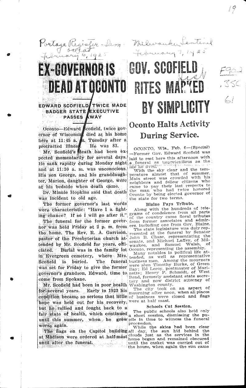  Source: Monroe Times Topics: Government and Politics Date: 1925-01-30