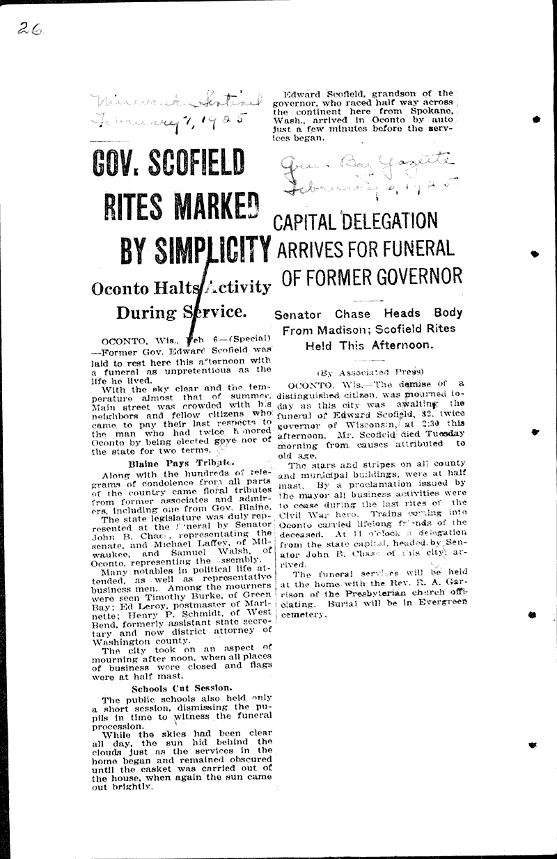  Source: Monroe Times Topics: Government and Politics Date: 1925-01-30