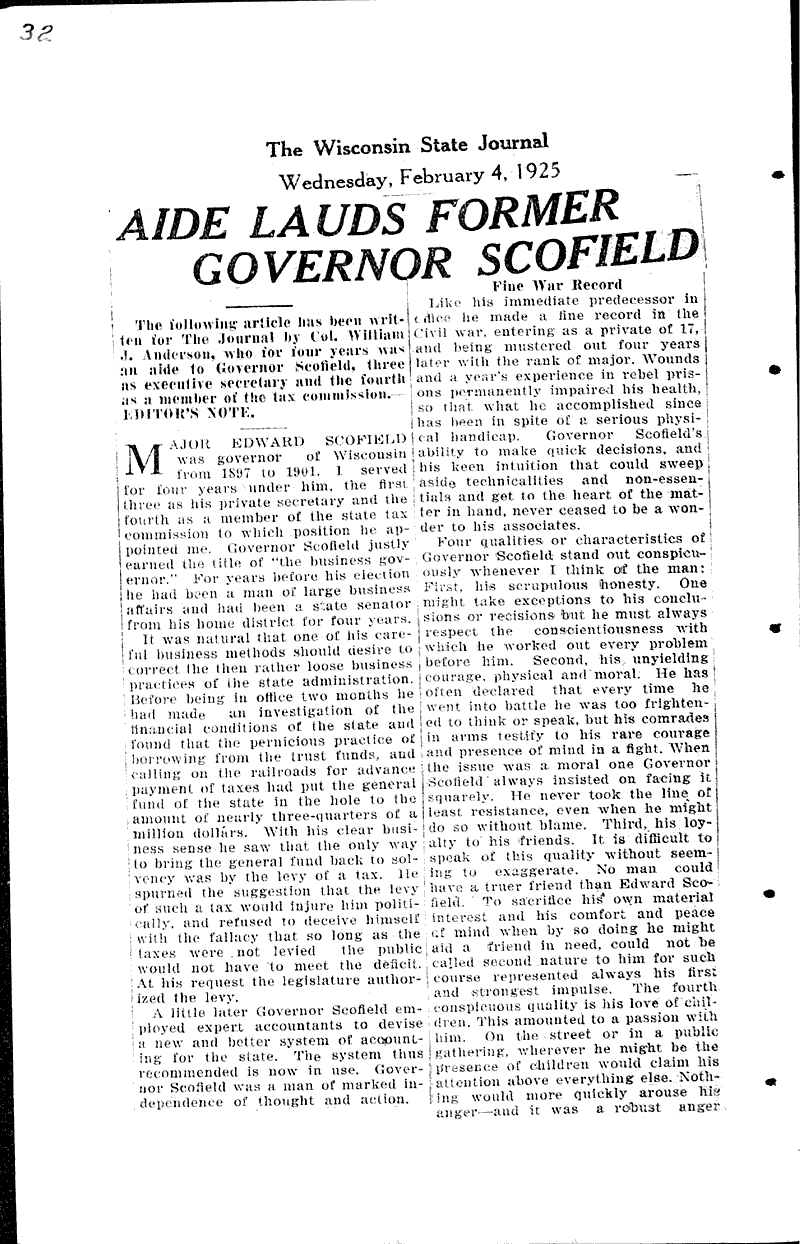  Source: Monroe Times Topics: Government and Politics Date: 1925-01-30