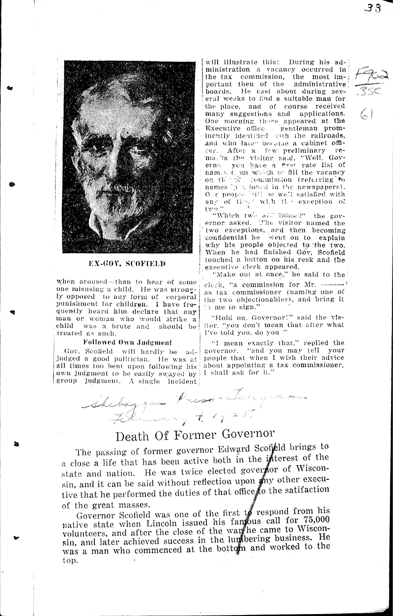  Source: Monroe Times Topics: Government and Politics Date: 1925-01-30