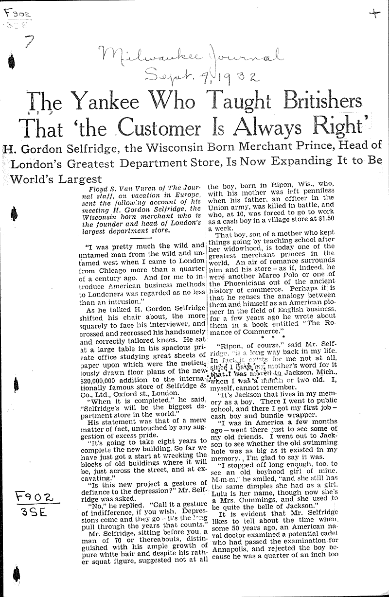  Source: Milwaukee Journal Date: 1932-09-09