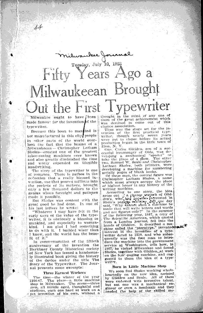  Source: Milwaukee Journal Topics: Industry Date: 1923-07-10