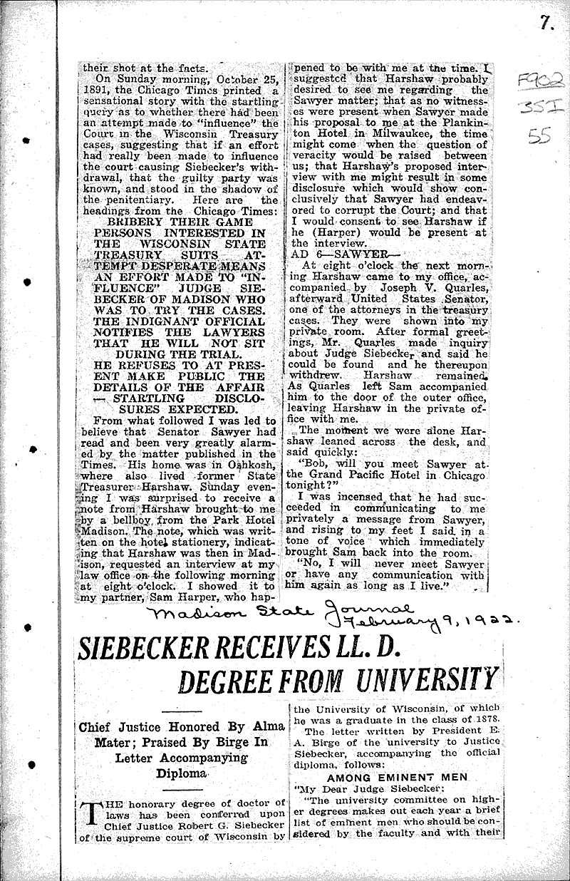  Source: Capital Times Topics: Government and Politics Date: 1922-02-13