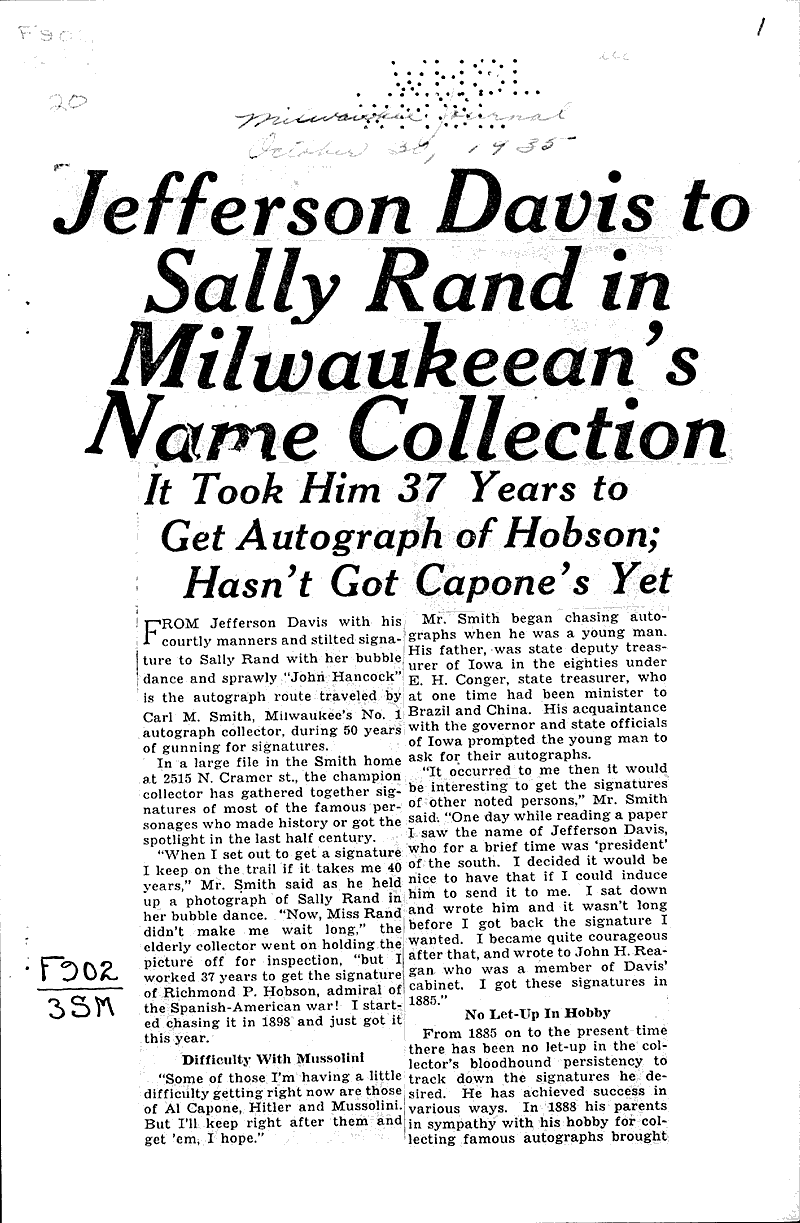  Source: Milwaukee Journal Date: 1935-10-20