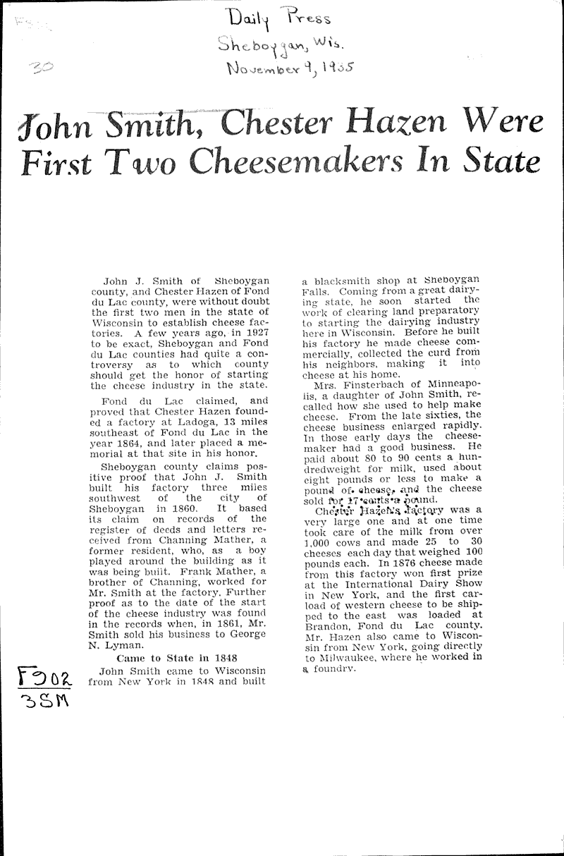  Source: Sheboygan Daily Press Topics: Agriculture Date: 1935-11-09