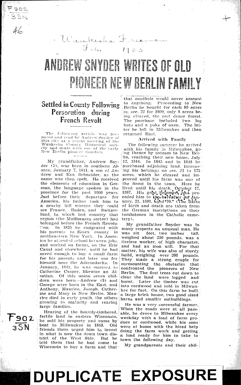  Source: Waukesha Freeman Topics: Wars Date: 1933-02-??