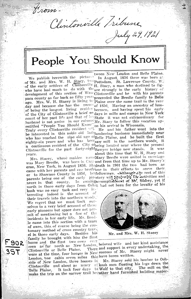People you should know Newspaper Article/Clipping Wisconsin
