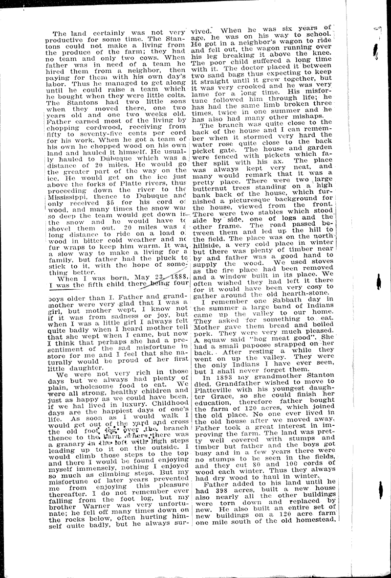 Nellie Stanton's birthplace its history, written by her Newspaper