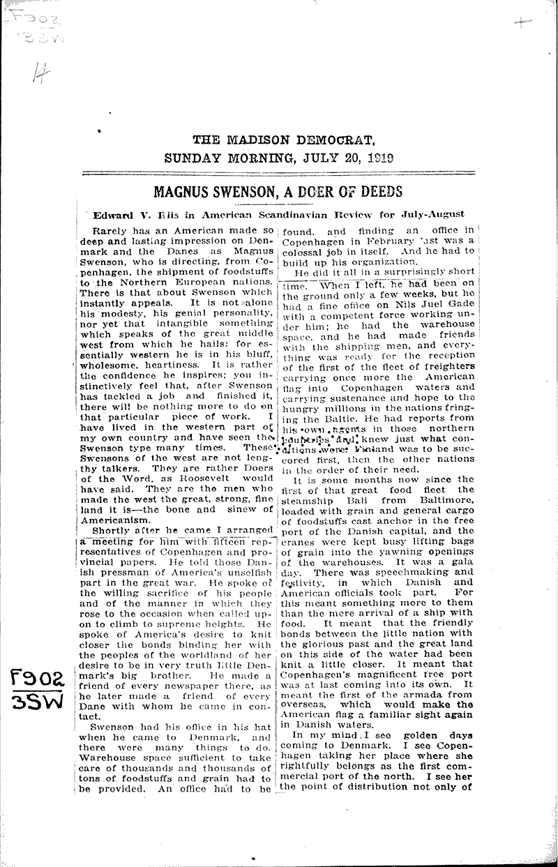  Source: Madison Democrat Topics: Government and Politics Date: 1919-07-20