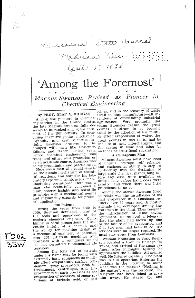  Source: Wisconsin State Journal Topics: Education Date: 1936-04-05