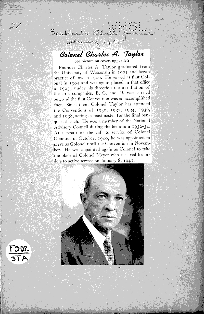  Source: Scabbard and Blade Journal Topics: Government and Politics Date: 1941-02-??