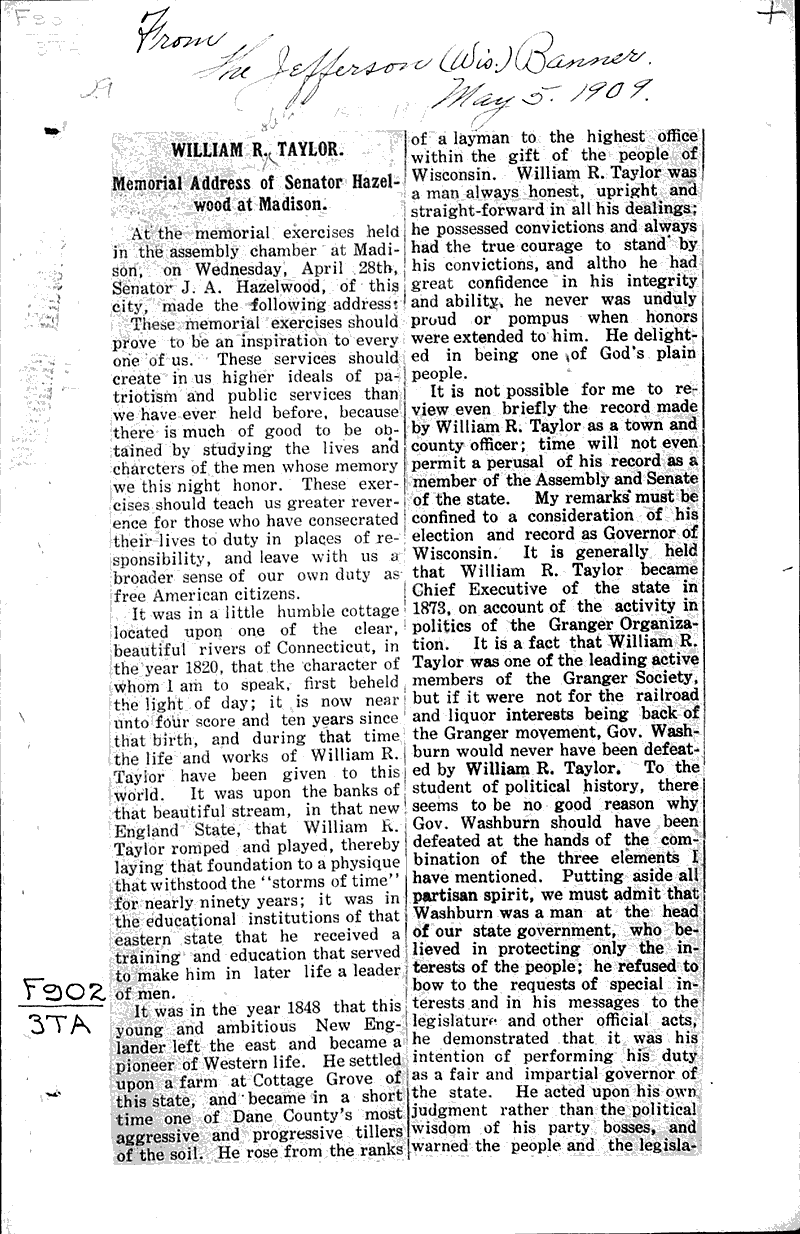  Source: Jefferson Banner Date: 1909-05-05