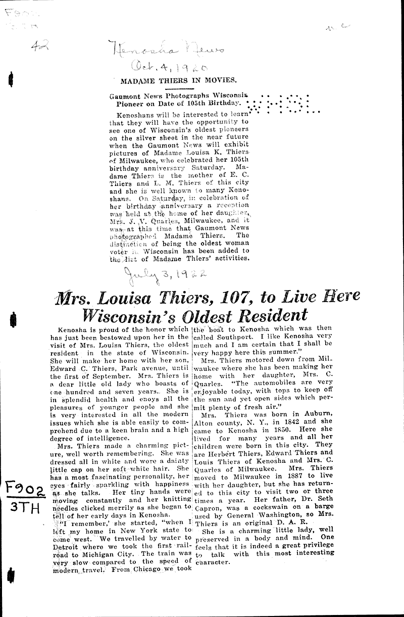  Source: Kenosha News Date: 1920-10-04
