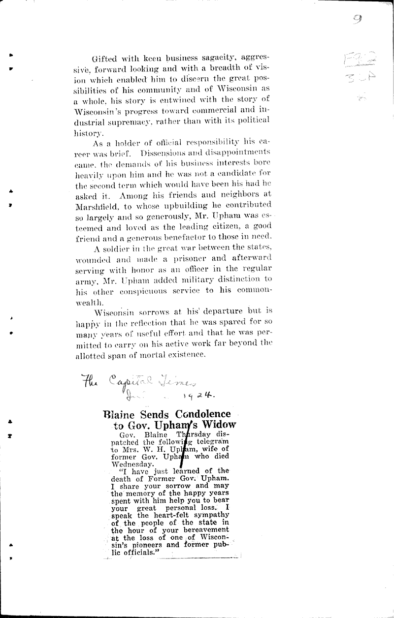  Source: Milwaukee Sentinel Topics: Government and Politics Date: 1924-07-04