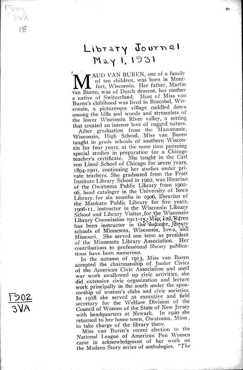  Source: Library Journal Topics: Education Date: 1931-05-01