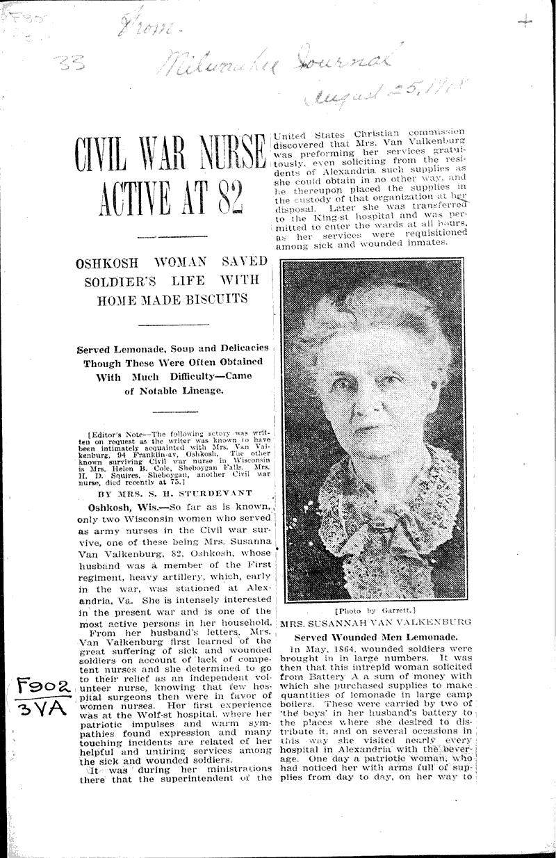  Source: Milwaukee Journal Topics: Civil War Date: 1918-08-25