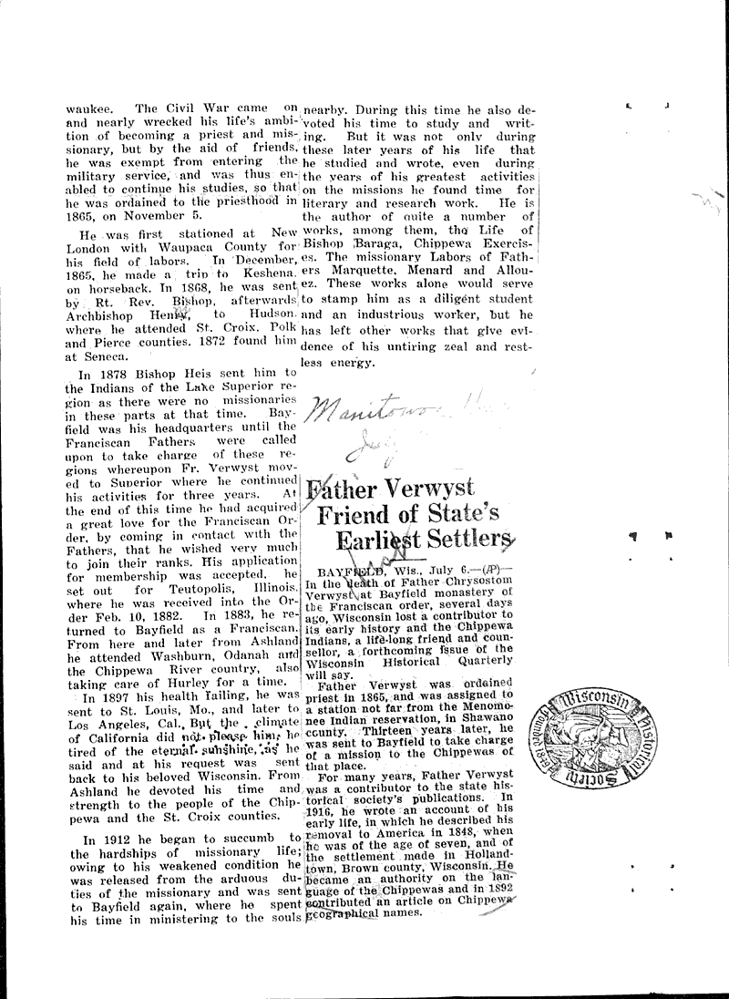  Source: Ashland Press Topics: Church History Date: 1925-06-24
