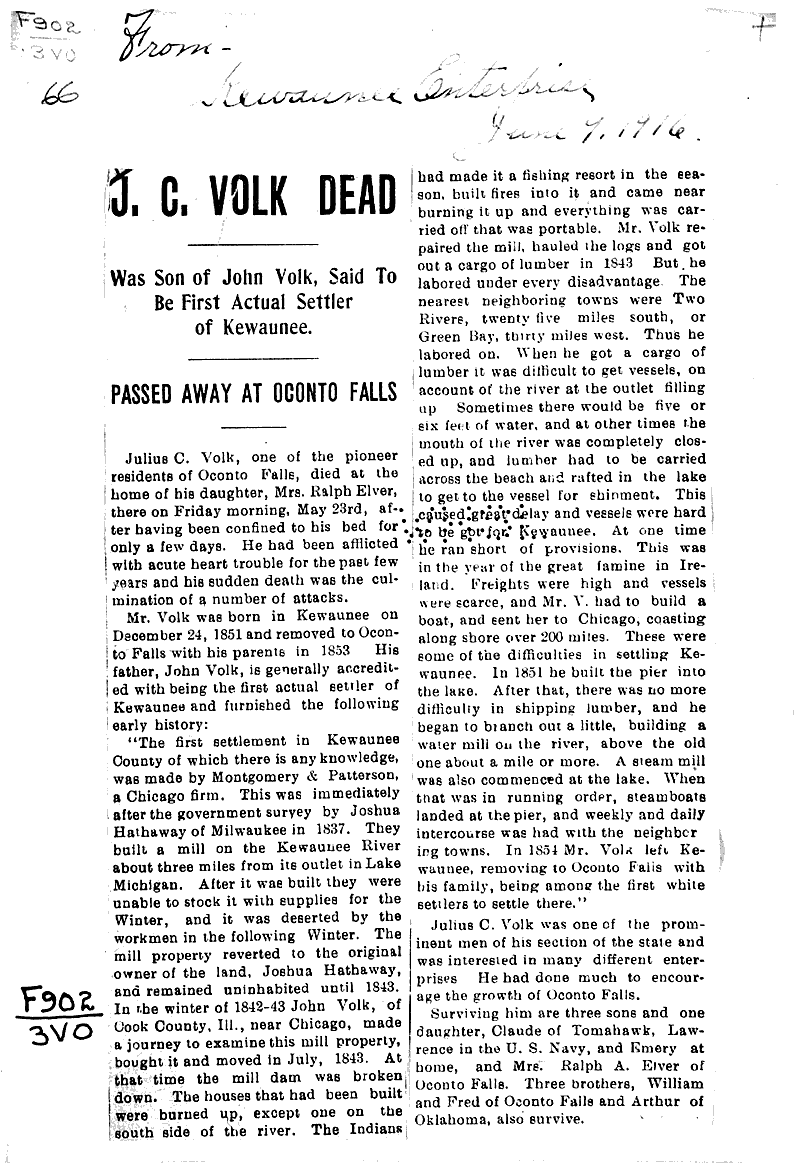  Source: Kewaunee Enterprise Topics: Immigrants Date: 1916-06-09