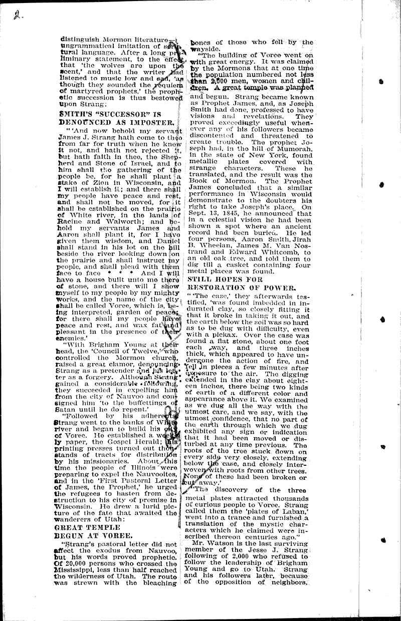  Source: Milwaukee Sentinel Topics: Church History Date: 1922-01-15