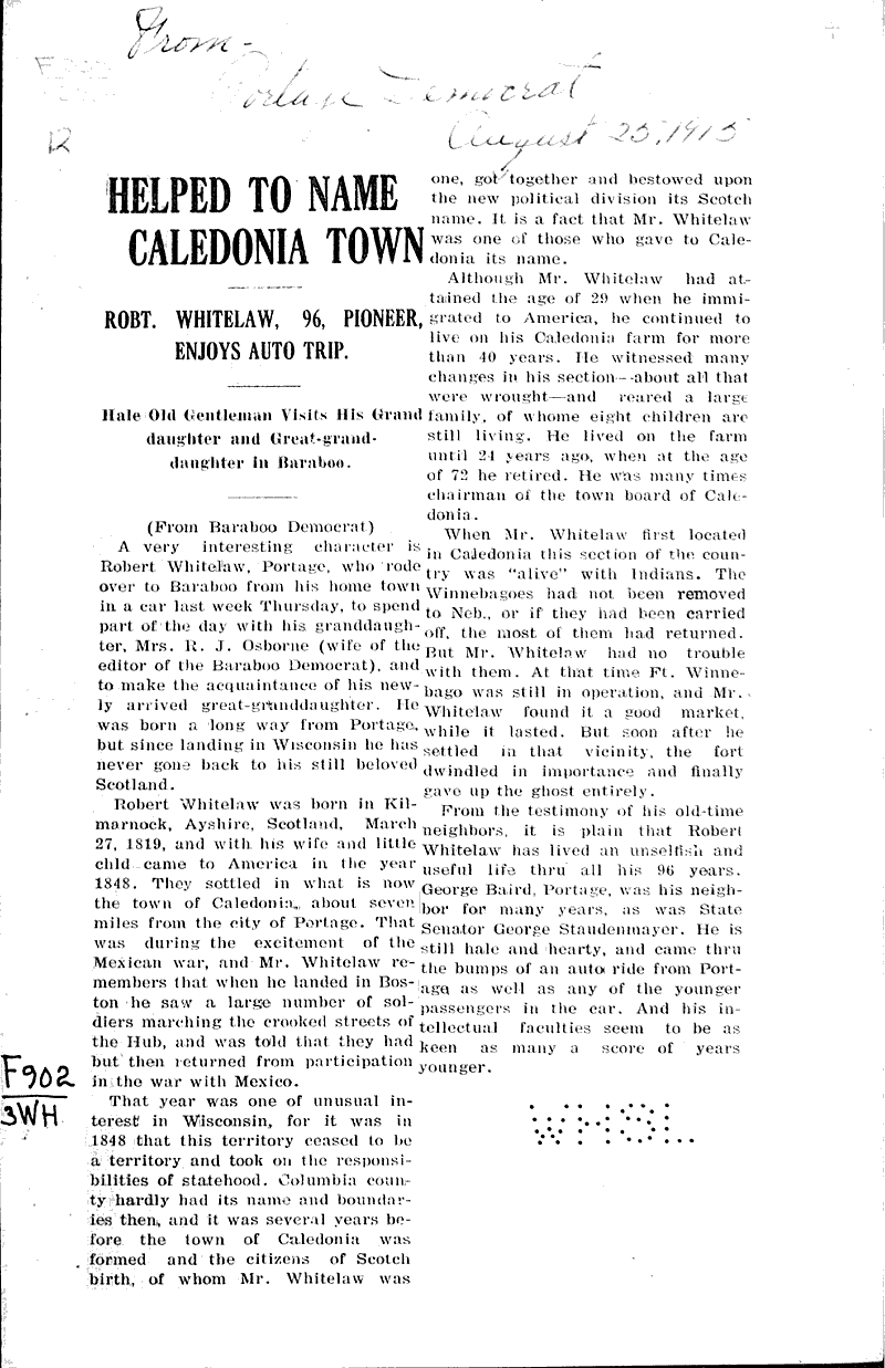  Source: Portage Democrat Date: 1915-08-25