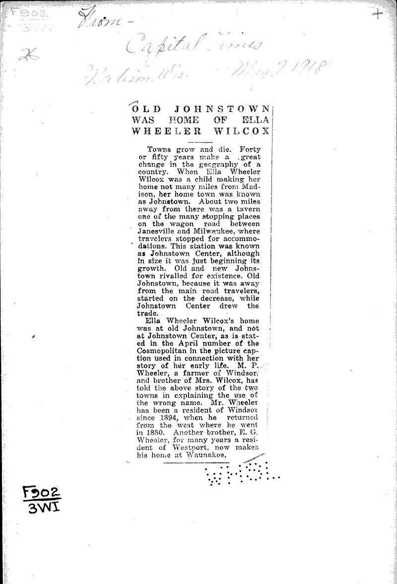  Source: Capital Times Topics: Art and Music Date: 1918-05-07
