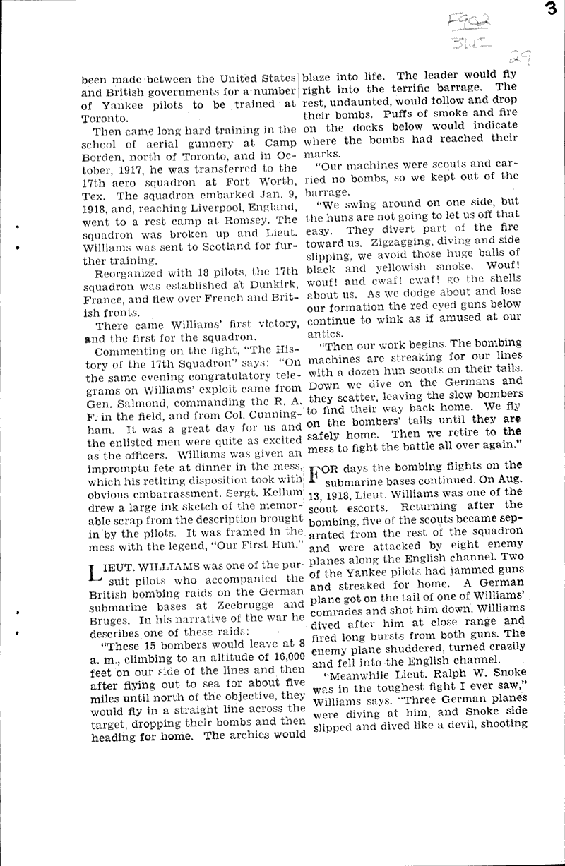 Wisconsin ace tells of air victories Source: Milwaukee Journal Topics: Wars Date: 1931-05-31