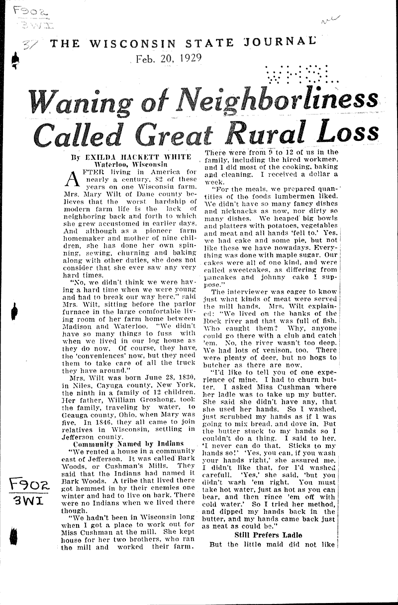  Source: Wisconsin State Journal Topics: Agriculture Date: 1929-02-20