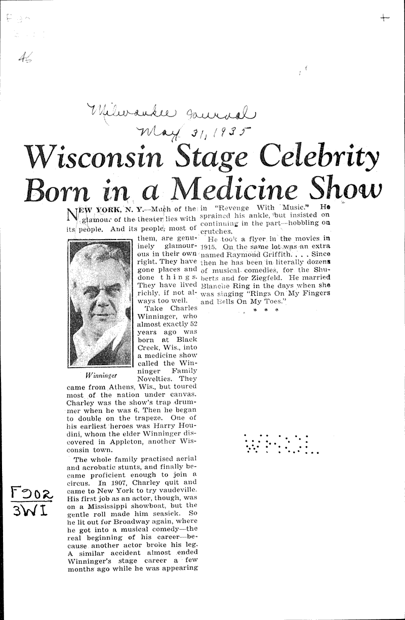  Source: Milwaukee Journal Topics: Art and Music Date: 1935-05-31