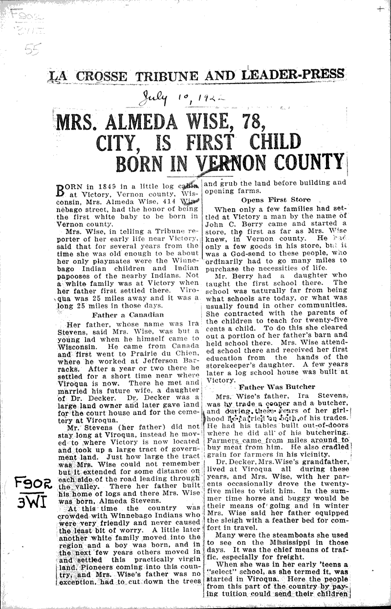  Source: La Crosse Tribune and Leader-Press Topics: Immigrants Date: 1922-07-10
