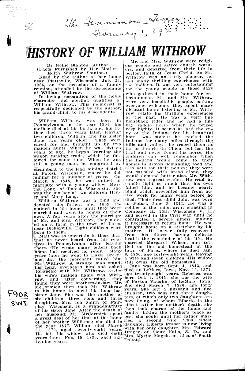  Source: Fennimore Times Date: 1928-02-01