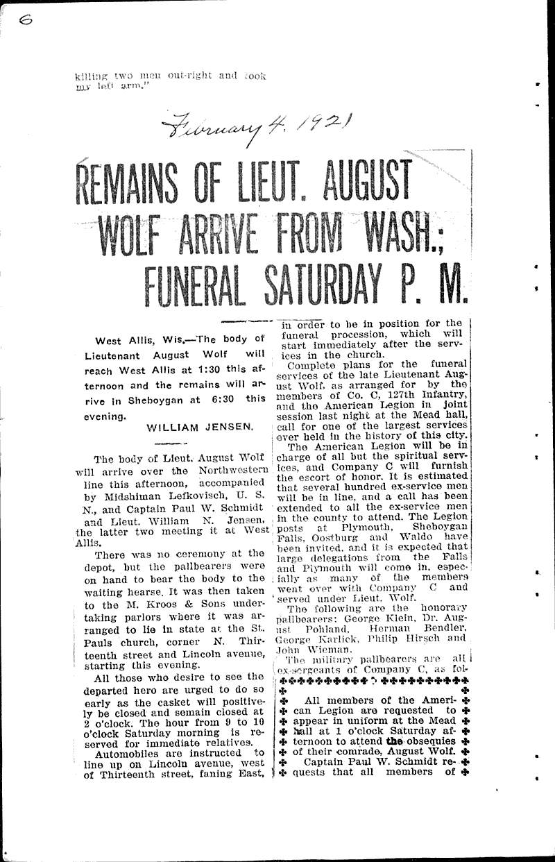  Source: Sheboygan Press Topics: Wars Date: 1921-02-02