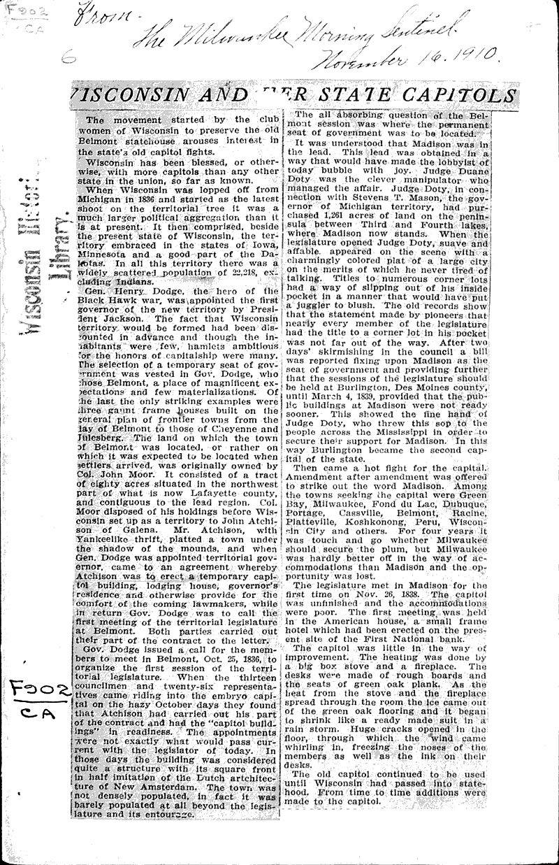  Source: Milwaukee Sentinel Topics: Government and Politics Date: 1910-11-16